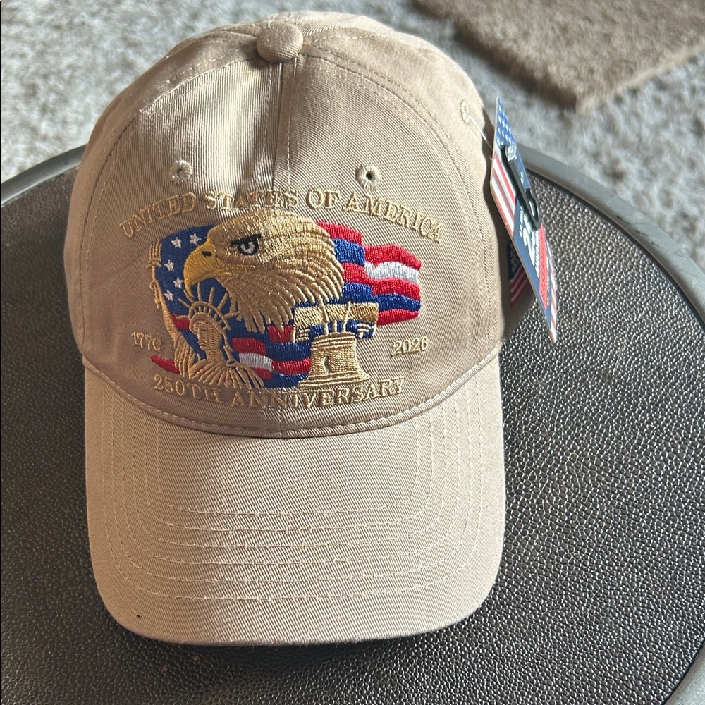 Tan Embroidered USA Eagle Baseball Cap